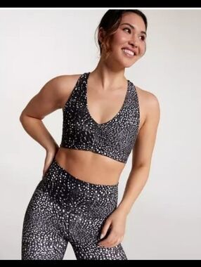 NWT Calia Women's Sports Bra Essentials Cinch Front Polka Dot XS Stretch
